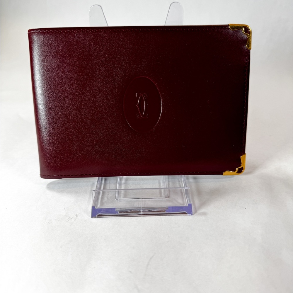Must de Cartier Burgundy Leather Wallet | Vintage | Box + Cloth